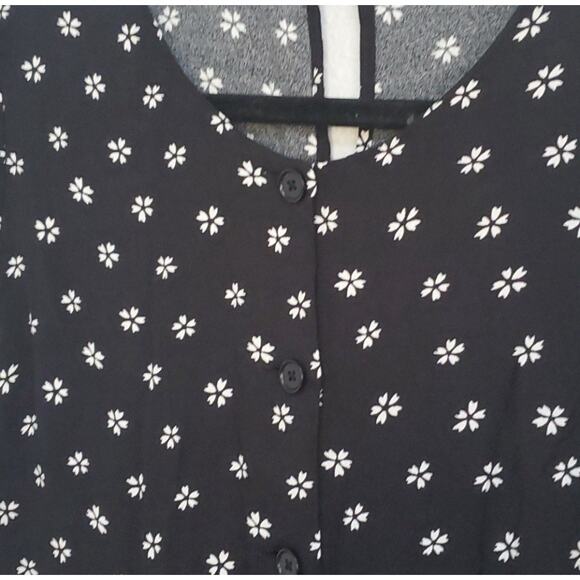 REFORMATION Size 2 Fauna Dress Black Floral Front Button-Up Midi Lightweight i24 - Picture 6 of 9